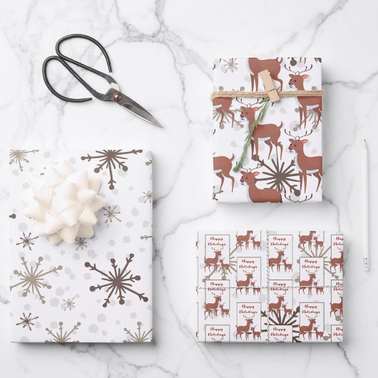 Goldene Schneeflocken Geschenkpapier Set