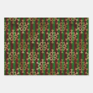 Goldene Schneeflocken Geschenkpapier Set