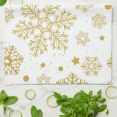 Goldene Schneeflocken Geschirrtuch (Gefaltet)