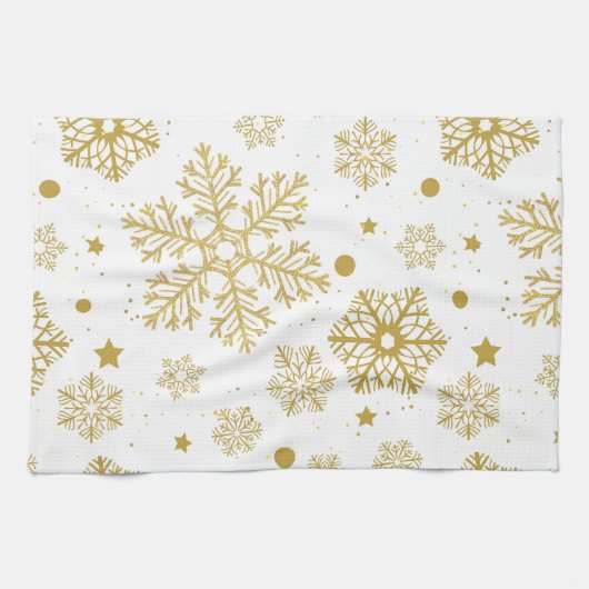 Goldene Schneeflocken Geschirrtuch (Horizontal)