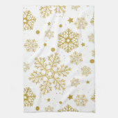 Goldene Schneeflocken Geschirrtuch (Vertikal)