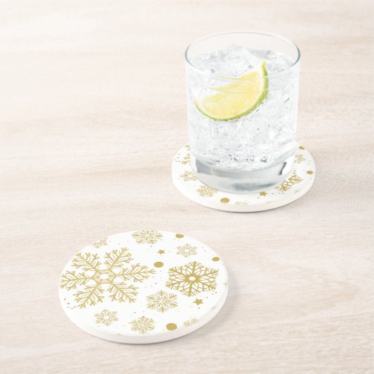 Goldene Schneeflocken Getränkeuntersetzer (Seite)