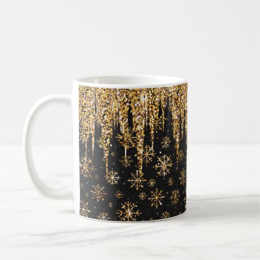 Goldene Schneeflocken Glitting Gold Tropfen Kaffeetasse (Links)