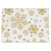 Goldene Schneeflocken Große Geschenktüte (Vorderseite)