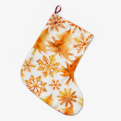 Goldene Schneeflocken Großer Weihnachtsstrumpf (Vorderansicht (hängend))