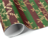 Goldene Schneeflocken, grün gestreift, Viktorianis Geschenkpapier (Rolleneckpunkt)