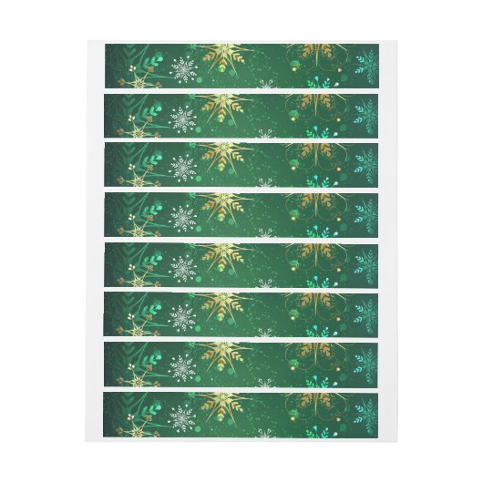 Goldene Schneeflocken im grünen Hintergrund (Bogen)