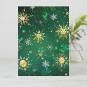 Goldene Schneeflocken im grünen Hintergrund (Stehend Vorderseite)