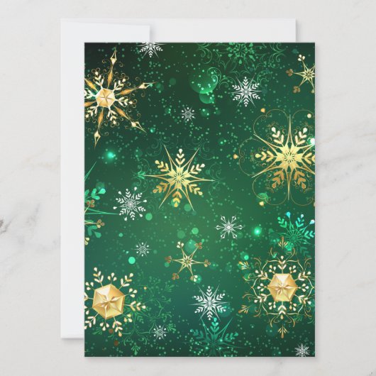 Goldene Schneeflocken im grünen Hintergrund (Vorderseite)