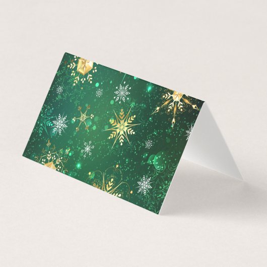 Goldene Schneeflocken im grünen Hintergrund (Vorderseite)