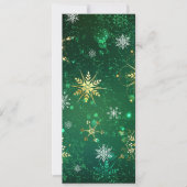 Goldene Schneeflocken im grünen Hintergrund Ankündigung (Vorderseite)