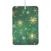 Goldene Schneeflocken im grünen Hintergrund Autolufterfrischer (Vorderseite)