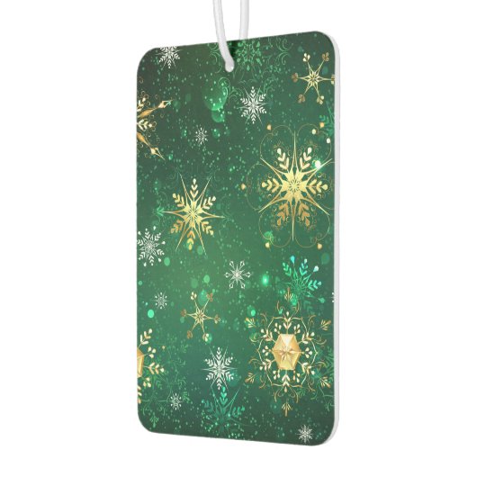 Goldene Schneeflocken im grünen Hintergrund Autolufterfrischer (Links)