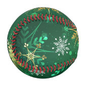 Goldene Schneeflocken im grünen Hintergrund Baseball (Vorderseite Links)