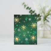 Goldene Schneeflocken im grünen Hintergrund Begleitkarte (Stehend Vorderseite)