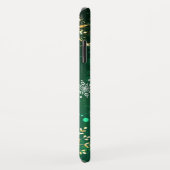 Goldene Schneeflocken im grünen Hintergrund Case-Mate iPhone Hülle (Hinten/Rechts)