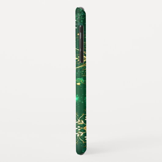 Goldene Schneeflocken im grünen Hintergrund Case-Mate iPhone Hülle (Hinten/Links)