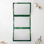 Goldene Schneeflocken im grünen Hintergrund Dreifach-gefaltete Programmkarte (Innenseite)