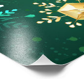 Goldene Schneeflocken im grünen Hintergrund Fotodruck (Ecke)