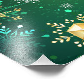 Goldene Schneeflocken im grünen Hintergrund Fotodruck (Ecke)