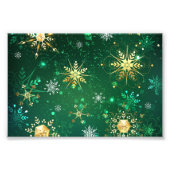 Goldene Schneeflocken im grünen Hintergrund Fotodruck (Vorne)