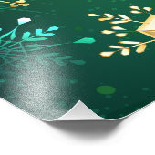 Goldene Schneeflocken im grünen Hintergrund Fotodruck (Ecke)