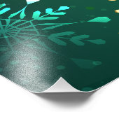 Goldene Schneeflocken im grünen Hintergrund Fotodruck (Ecke)