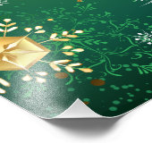 Goldene Schneeflocken im grünen Hintergrund Fotodruck (Ecke)