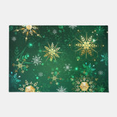 Goldene Schneeflocken im grünen Hintergrund Fußmatte (Vorderseite)