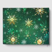Goldene Schneeflocken im grünen Hintergrund Gästebuch (Rückseite)