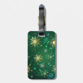 Goldene Schneeflocken im grünen Hintergrund Gepäckanhänger (Rückseite vertikal)