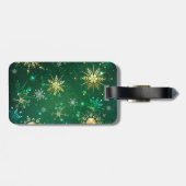 Goldene Schneeflocken im grünen Hintergrund Gepäckanhänger (Rückseite horizontal)