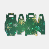 Goldene Schneeflocken im grünen Hintergrund Geschenkschachtel (Ungefaltet)