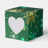 Goldene Schneeflocken im grünen Hintergrund Geschenkschachtel (Vorderseite)