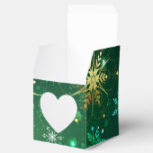 Goldene Schneeflocken im grünen Hintergrund Geschenkschachtel (Geöffnet)