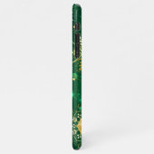 Goldene Schneeflocken im grünen Hintergrund iPhone Hülle (Linke Seite)