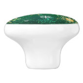 Goldene Schneeflocken im grünen Hintergrund Keramikknauf (Seitenansicht)