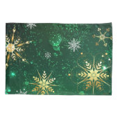 Goldene Schneeflocken im grünen Hintergrund Kissenbezug (Rückseite)