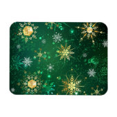 Goldene Schneeflocken im grünen Hintergrund Magnet (Horizontal)