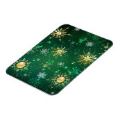 Goldene Schneeflocken im grünen Hintergrund Magnet (Linke Seite)