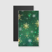 Goldene Schneeflocken im grünen Hintergrund Magnetkarte (Vorne/Hinten)