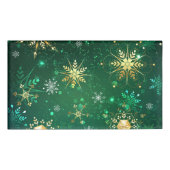 Goldene Schneeflocken im grünen Hintergrund Namenschild (Vorderseite)