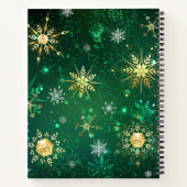 Goldene Schneeflocken im grünen Hintergrund Notizblock (Rückseite)