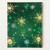Goldene Schneeflocken im grünen Hintergrund Planer (Rückseite)