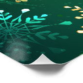 Goldene Schneeflocken im grünen Hintergrund Poster (Ecke)