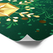 Goldene Schneeflocken im grünen Hintergrund Poster (Ecke)