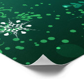 Goldene Schneeflocken im grünen Hintergrund Poster (Ecke)