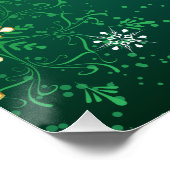 Goldene Schneeflocken im grünen Hintergrund Poster (Ecke)