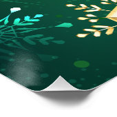 Goldene Schneeflocken im grünen Hintergrund Poster (Ecke)