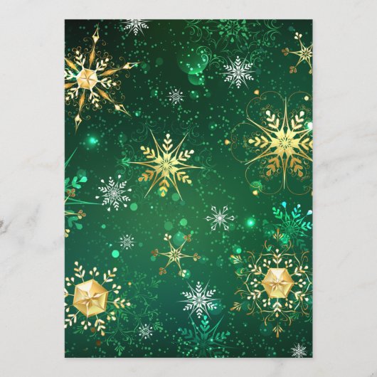 Goldene Schneeflocken im grünen Hintergrund Programm (Vorderseite)